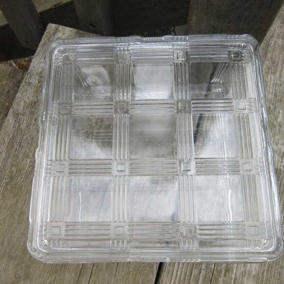 Hazel Atlas Square Refrigerator Box Dish w/ Lid Criss Cross Collection 8.5" 40s - Picture 2 of 8